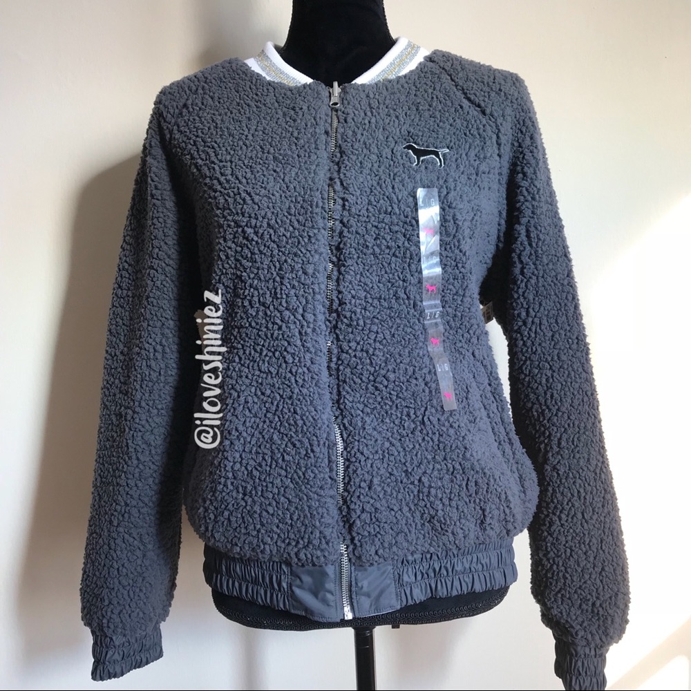 •Victoria's Secret PINK• Reversible Sherpa Bomber